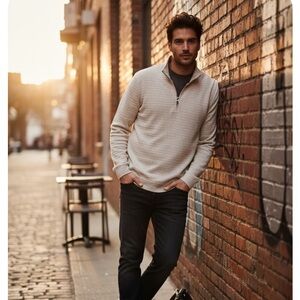 Dockers Men's Beige Zip-Up Sweater